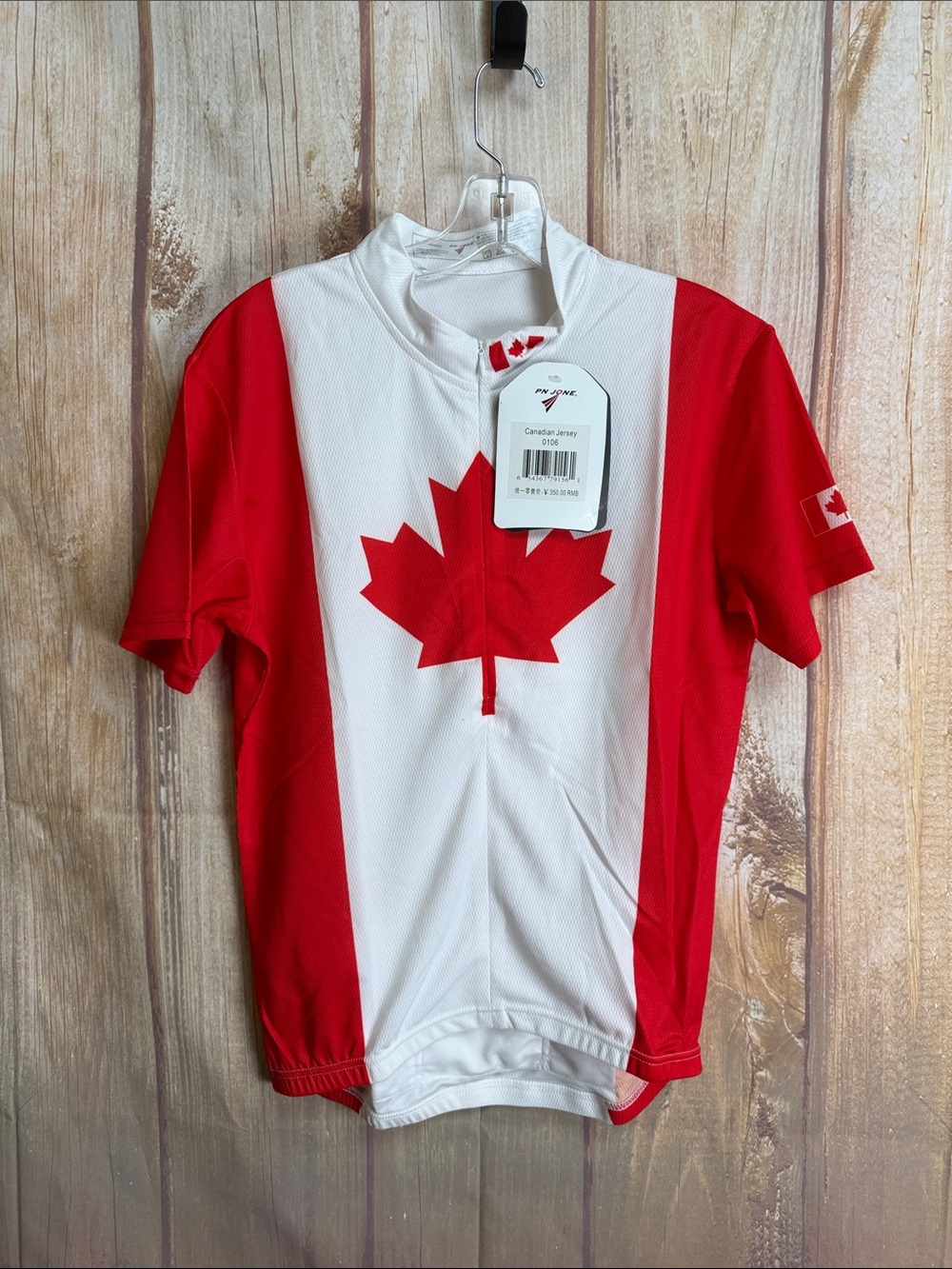 NWT PN Jone Canadian Maple Leaf Cycling Jersey - Red & White Size Large